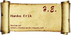 Hanke Erik névjegykártya